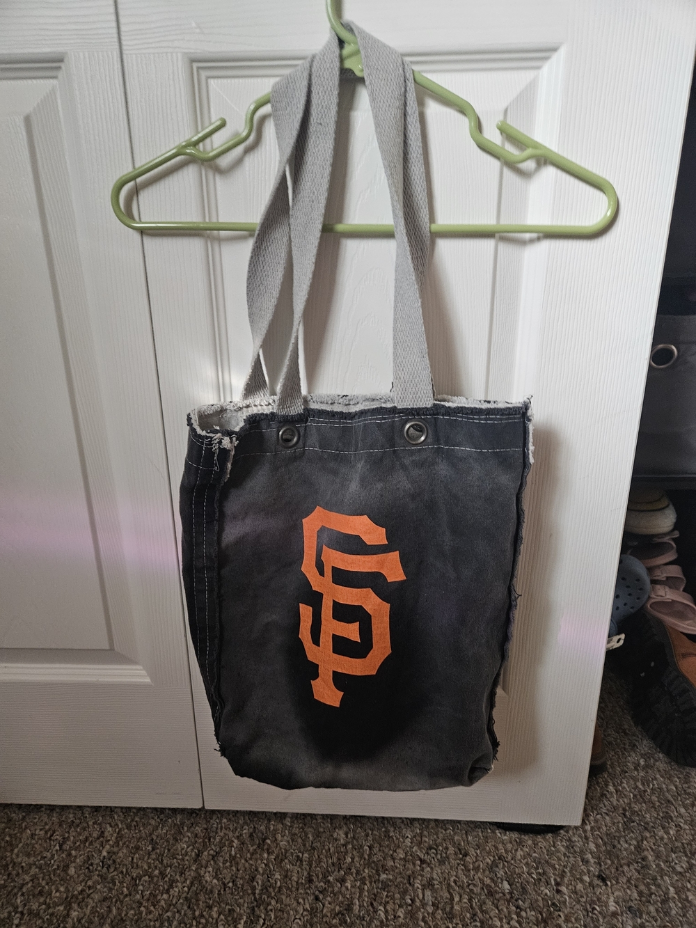 San Francisco Giants Dark GRAY Canvas Tote with Orange Logo